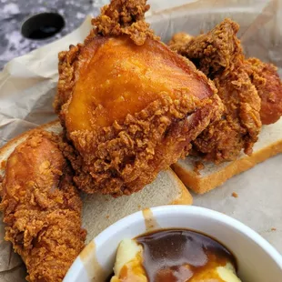 4pc dark fried chicken: so crispy,  so fresh.