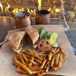 a sandwich and fries