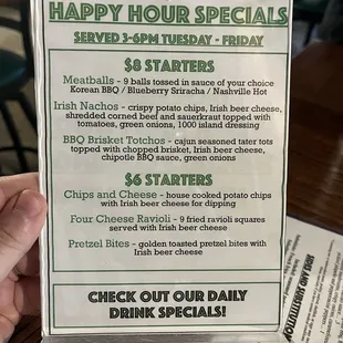 Happy Hour menu