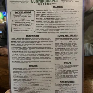 menu