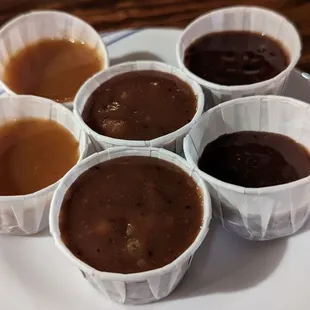 Sauce options...mustard, hot, sweet