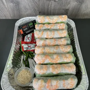 Party tray of Spring rolls