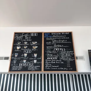 menus on a blackboard