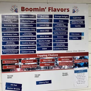 Menu flavors