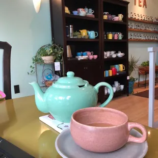 Specialty pumpkin spice tea latte + a cute wall