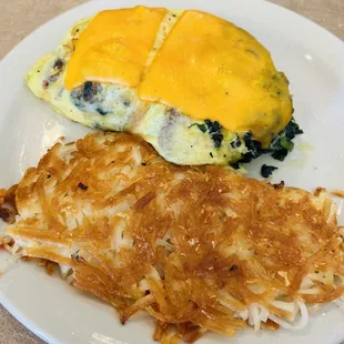 Spinach and mushroom omelette
