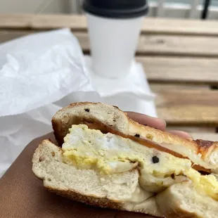 Egg and bacon bagel