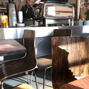 a man sitting at the counter
