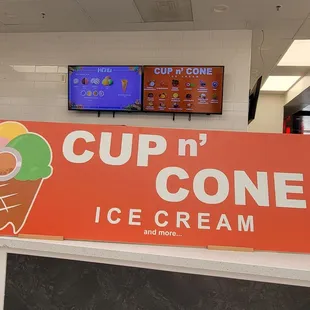  a sign for cup n cone icecream