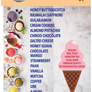 a variety of ice creams