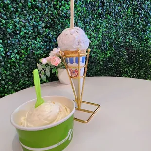 ice cream in a green cup