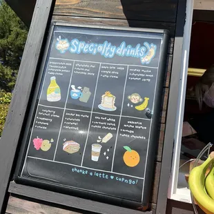  menu on a chalkboard