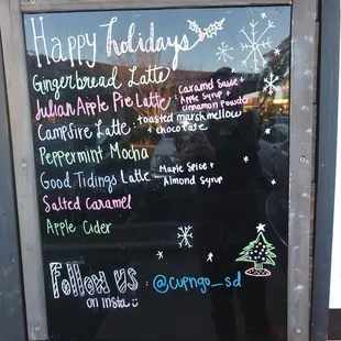 Holiday menu 2020