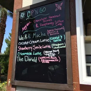 Some specials on their blackboard