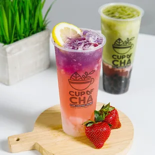 Love Struck Organic Lemonade V.S Geisha Matcha Latte