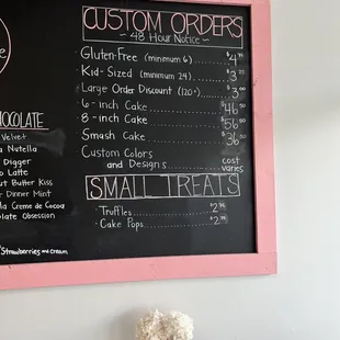 a menu on a chalkboard