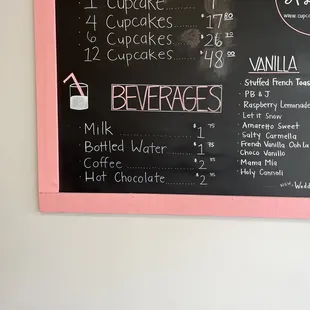 a menu on a chalkboard