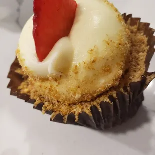 This cupcake is just so beautiful! Melts in your mouth. I believe it&apos;s called the strawberry cheese cake cupcake