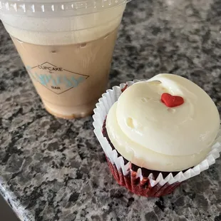 Salted caramel cold brew and GF red velvet