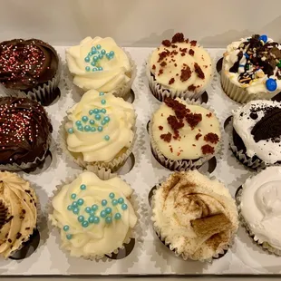 Chocolate, chocolate peanut butter, vanilla, red velvet, apple pie, everything, Oreo, and Twinkie.