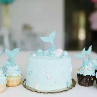 Mermaid Cake and Cupcakes
