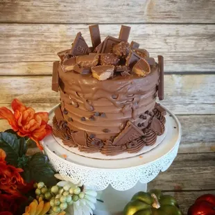 a cake with chocolate frosting