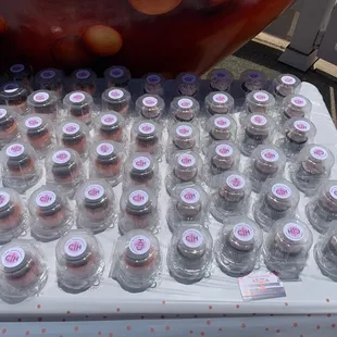 a display of cupcakes