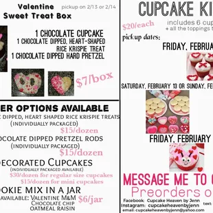 February/Valentine's Day menu!