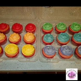 Rainbow cupcakes for a 1st birthday