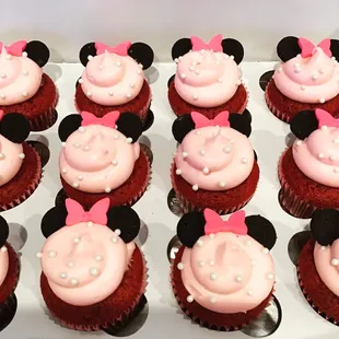 Minnie Mouse themed Red Velvet cupcakes