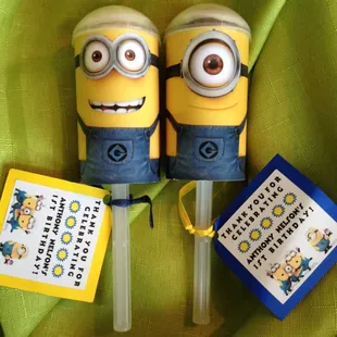 Minion-themed cupcake Bananas Foster cupcake push-pops