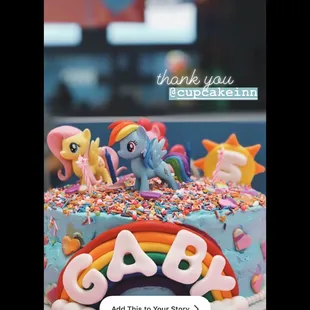 Rainbow Dash/My Little Pony- themed Strawberry Cheesecake cake (customer option to add toppers)