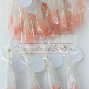 Blush Tipped Rock candy with custom tags