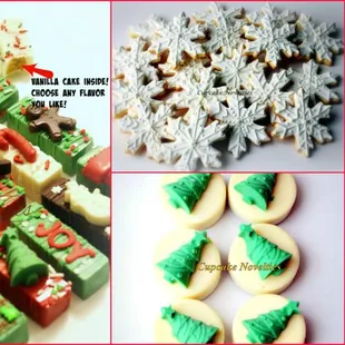 Holiday Cake Pop Bars, Snowflake Sugar Cookies, Christmas Tree Chocolate covered Oreos