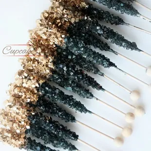 Black Gold Rock Candy for Great Gatsby Art Deco Wedding Favors