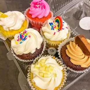 Pink Champagne, Rainbow, Chocolate PB, Vanilla, Chocolate Mousse, Lemon