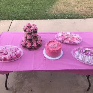 Goodie table! Cake, cupcakes, cookies, pretzels, marshmallows