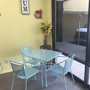 Cute seating area to enjoy indoors.