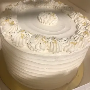 Lemon poppyseed cake for my son's birthday! If you love lemon poppyseed muffins you will love this cake!