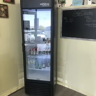 Beverage case of various drinks to enjoy with your sweets.