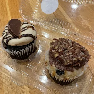 Peanut Butter Bomb Cupcake and Turtle Cupcake