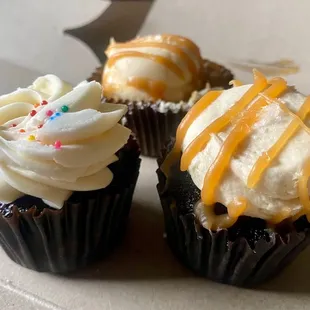 Mini chocolate, chocolate salted caramel, and salted caramel