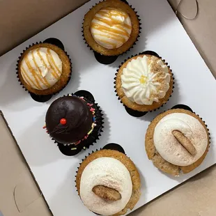 Carmel, chocolate, snickerdoodle and lemon.