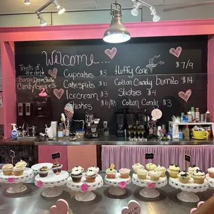a display of cupcakes