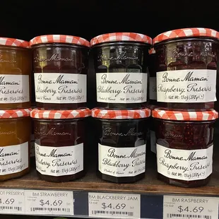 jars of jams on a shelf