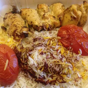 Chicken kabob -2 pieces. Gave it to my son