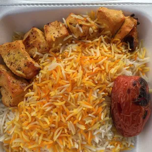 #2 chicken kabob with basmati rice