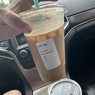 Large Carmel macchiato, it looked amazing layered but I had to drink it asap