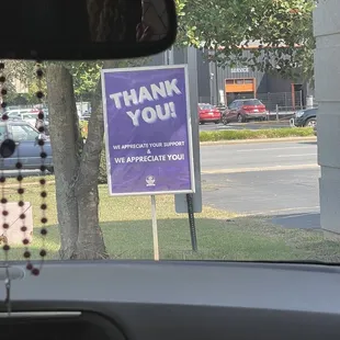 Thank you sign