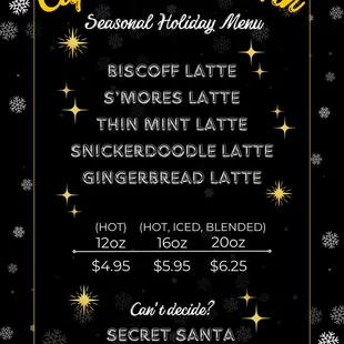 2023 Seasonal Holiday Menu, available now!